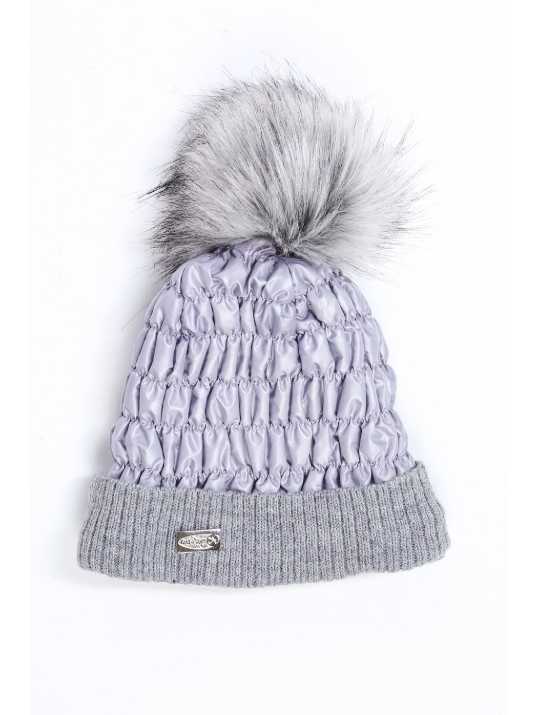 Palarie de iarna din bumbac cu pompon, gri inchis C31 - Magazin online - Boutique